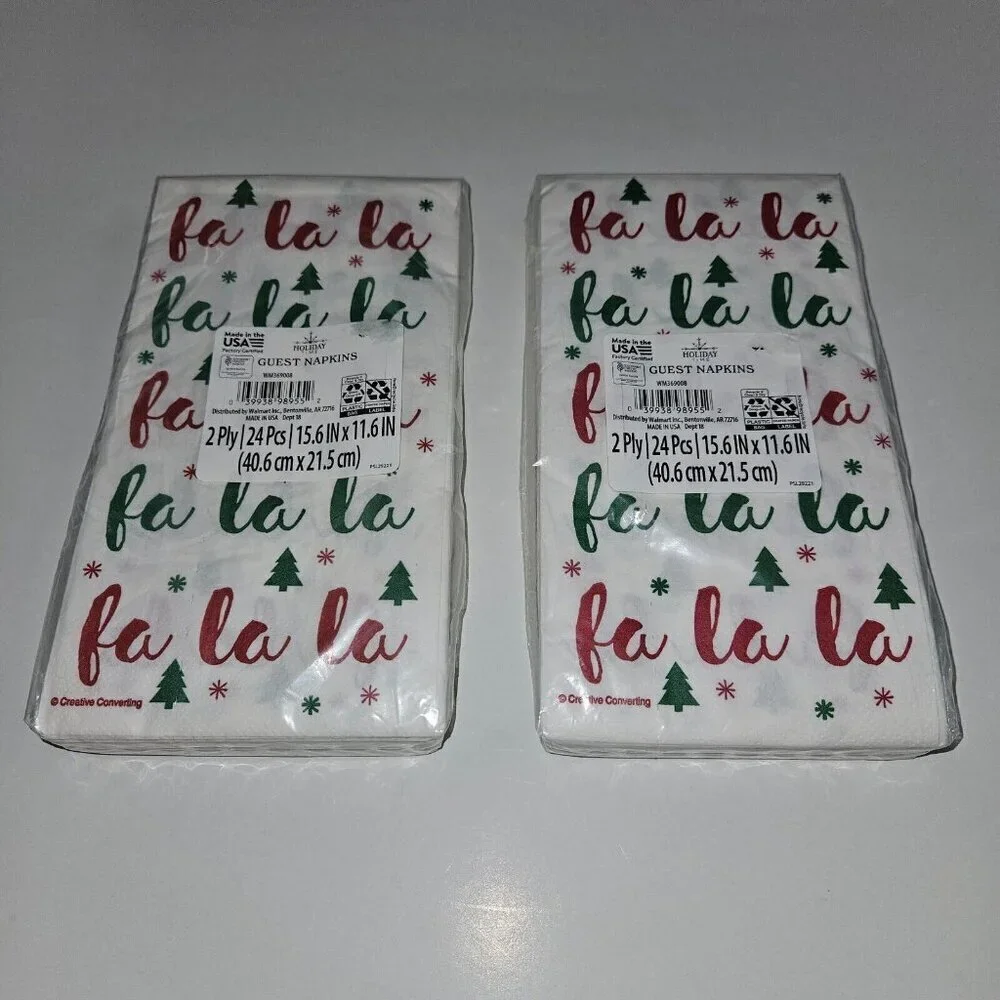 NEW 4 Packages Christmas Napkins Lot FaLaLa Fa La La ~ Sizes (2) Guest (2) Lunch